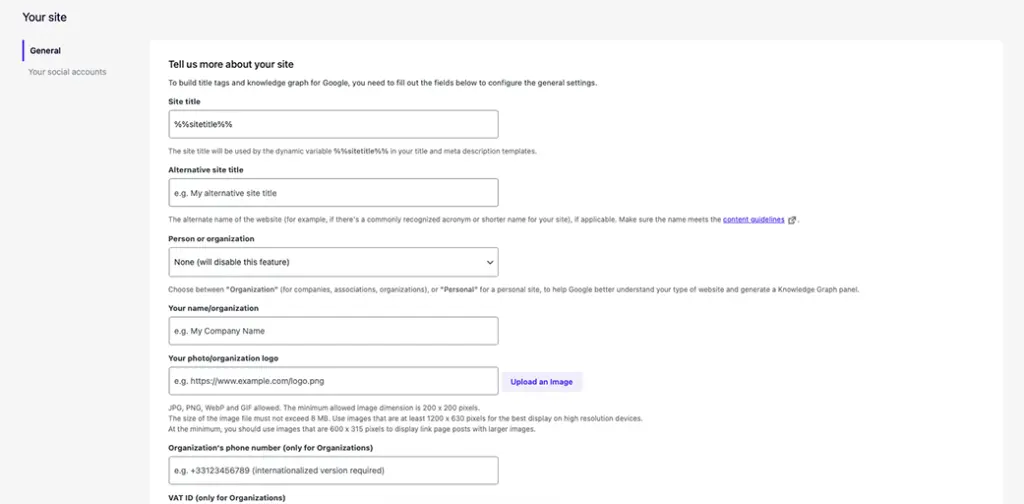 General website information SEOPress
