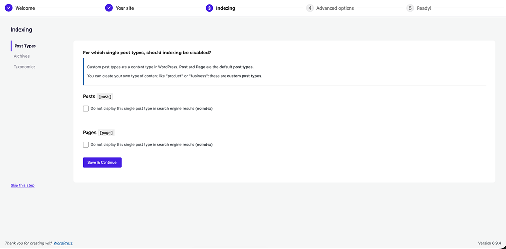 Indexing Setup SEOPress