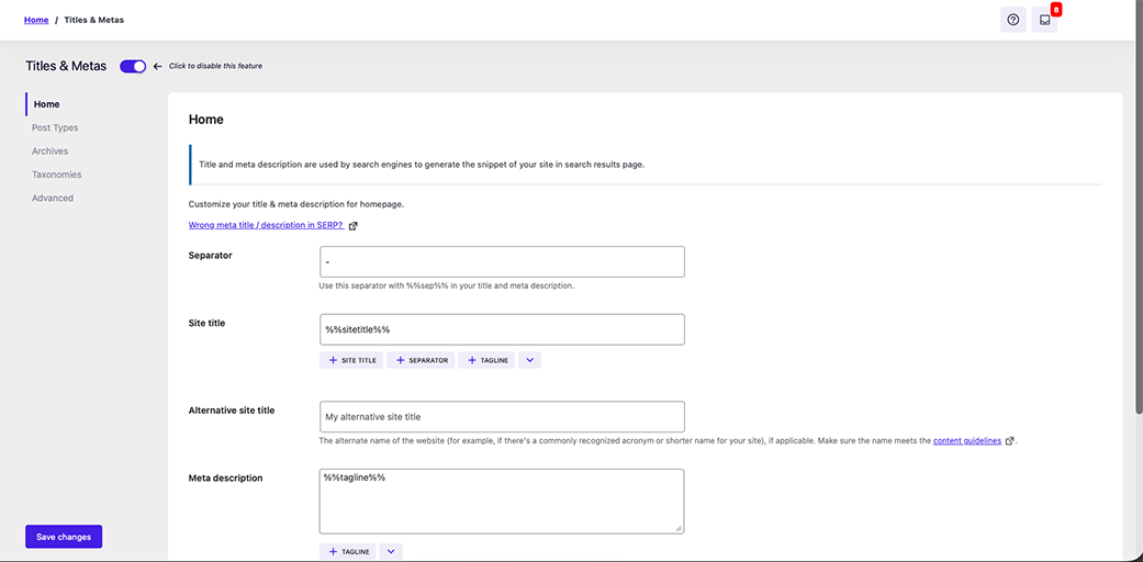 Titles and Metas Options SEOPress