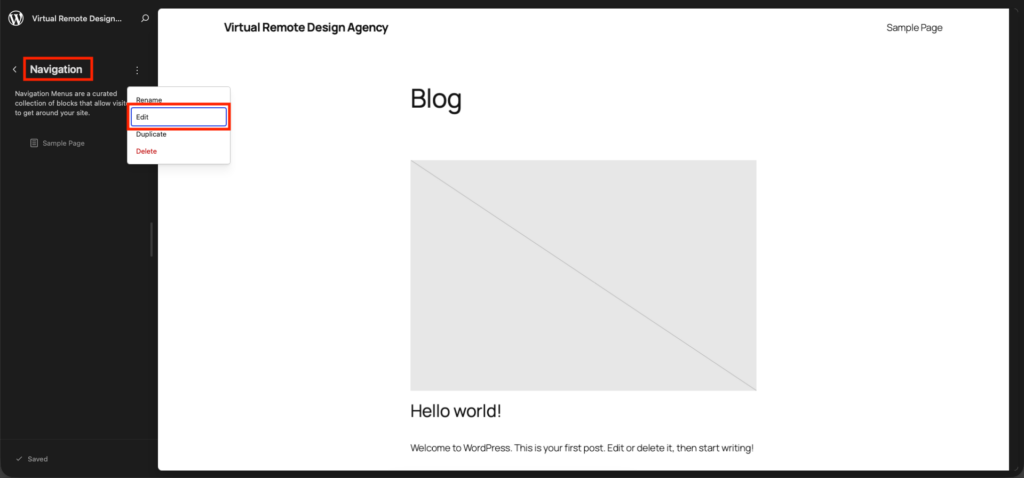 creating navigation menu in wordpress website