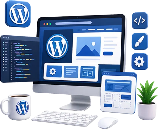 custom wordpress development illustration transparent homepage
