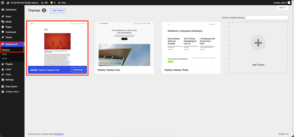 twenty twenty five theme wordpress